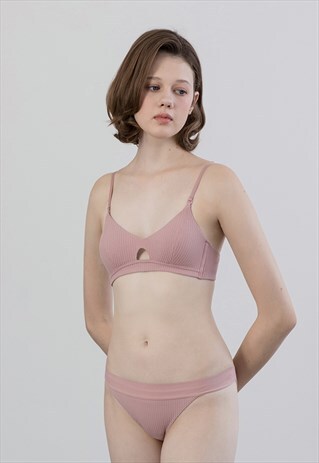 BASIC COTTON WIRELESS BRALETTE AND PANTIES IN PINK