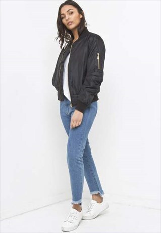 LIQUOR N POKER - WYOMING BLACK PADDED BOMBER JACKET