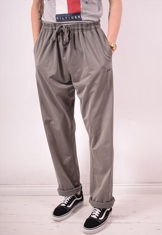 ASICS MENS VINTAGE TRACKSUIT TROUSERS XL GREY 90S
