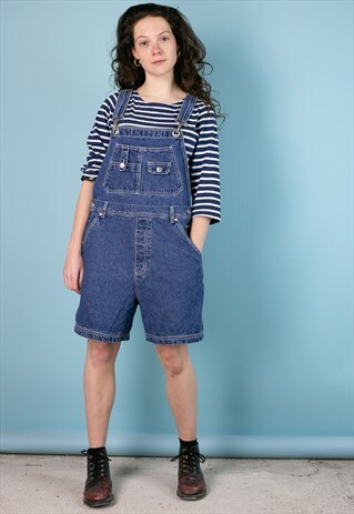 VINTAGE CROPPED BLUE DENIM DUNGAREES