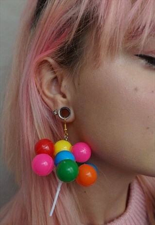 HAND MADE PLASTIC BALLOON PARTY EARRINGS