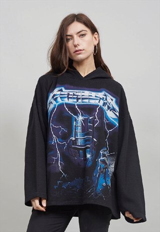 VINTAGE BLACK OVERSIZED METALLICA BAND HOODIE