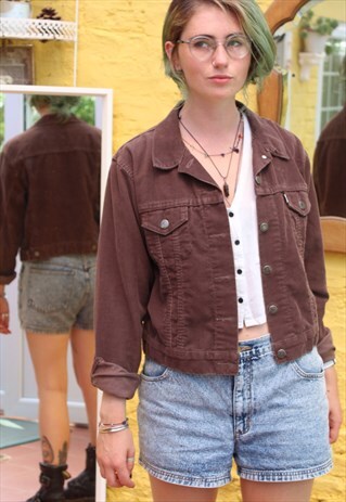 VINTAGE BROWN CORDUROY LEVI'S WHITE TAB JACKET SIZE S/M