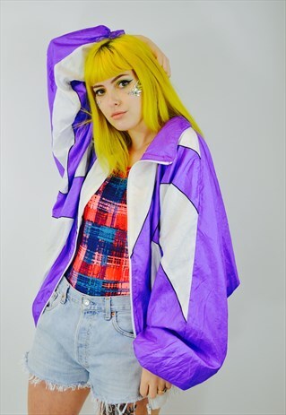 VINTAGE FESTIVAL 80S 90S BOHO RAVE SHELL WINDBREAKER JACKET