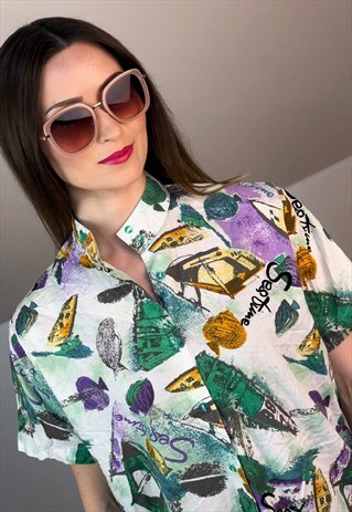 FRENCH SURF SAILING HIPPIE 90S BLACK 90S SHIRT EUROPE BLOUSE