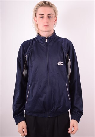 CHAMPION MENS VINTAGE TRACKSUIT TOP JACKET LARGE NAVY 90S