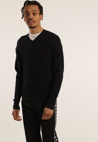 VINTAGE RALPH LAUREN EMBROIDERED LOGO KNIT SWEATSHIRT