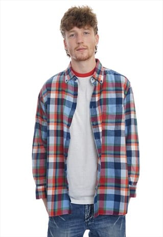 Vintage Walbusch Multi Coloured Flannel Shirt Mens