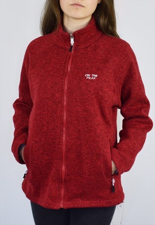 VINTAGE SWEATER SWEATSHIRT JACKET IN DARK RED