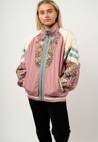 VINTAGE FLORAL PATTERNED WINDBREAKER JACKET