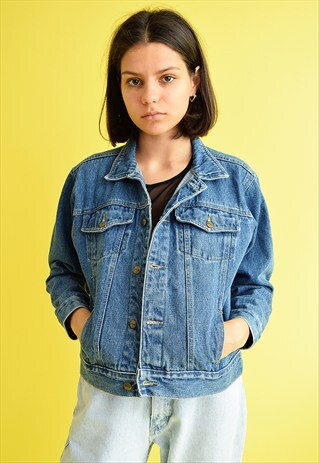 VINTAGE 90'S RETRO GRUNGE STONEWASH DENIM JACKET