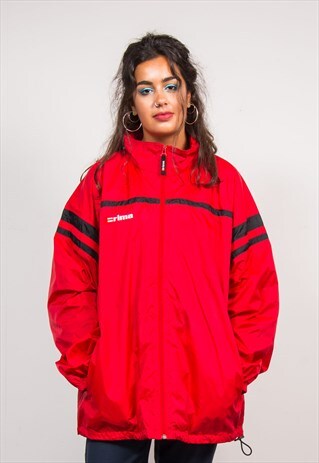 90'S VINTAGE RED CAGOULE JACKET COAT