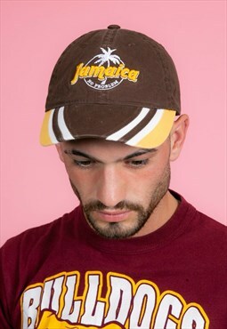 Vintage brown & yellow embroidered Jamaica baseball cap 