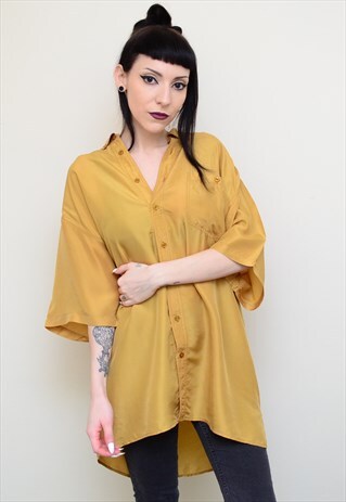 VINTAGE 90'S GENUINE SILK MUSTARD OVERSIZED SHIRT