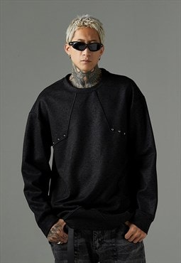 Utility sweatshirt velvet feel jumper grunge gorpcore top 