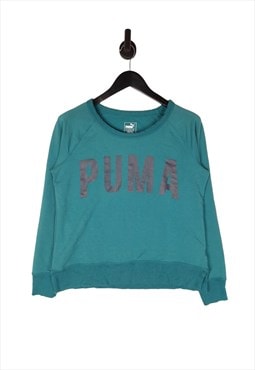 Puma Sweatshirt Size UK 14 Turquoise Women's Spell Out