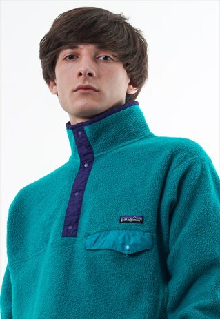 VINTAGE PATAGONIA SYNCHILLA FLEECE PULLOVER 90S TURQUOISE