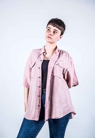 VINTAGE 1980S PINK SILK SHIRT
