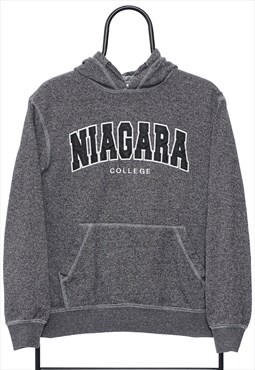 Vintage Niagara College Spellout Grey Hoodie Mens