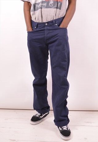 LACOSTE MENS VINTAGE TROUSERS W34 L32 BLUE 90S