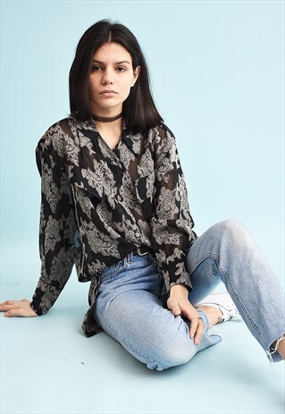 90'S RETRO SHEER LOOSE-FITTED SHIRT TOP