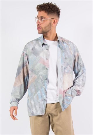 VINTAGE PASTEL SHIRT CRAZY RETRO PATTERN