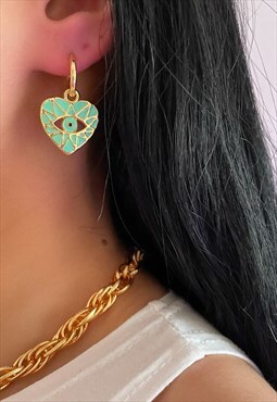 Brielle Heart Earrings - Sage Green