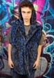 LEOPARD FLEECE GILET HANDMADE SLEEVELESS HOODED VEST JACKET
