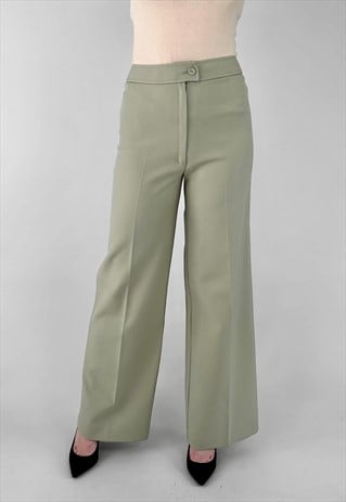 70's St Michael Vintage Ladies Flare Green Trousers