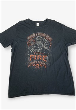 Vintage Fire Department Graphic T-Shirt Black XL BV17751