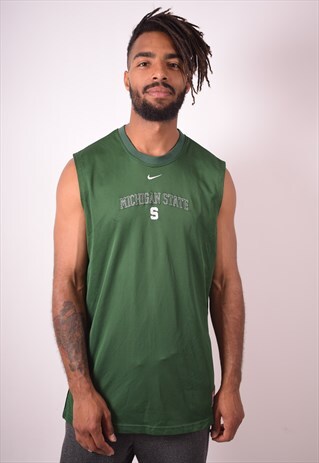 NIKE MENS VINTAGE MICHAGAN STATE VEST TOP XL GREEN 90S
