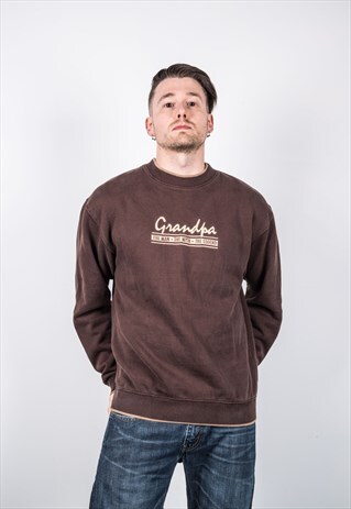 VINTAGE 1990S BROWN GRANDPA SWEATER