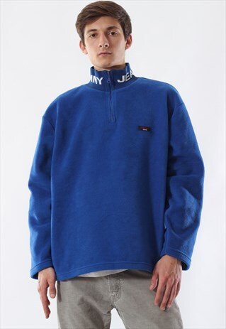 VINTAGE TOMMY HILFIGER HALF ZIP PULLOVER 90S BLUE BIG LOGO