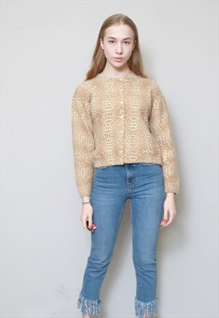VINTAGE 1990'S SOFT ANIMAL PRINT CARDIGAN