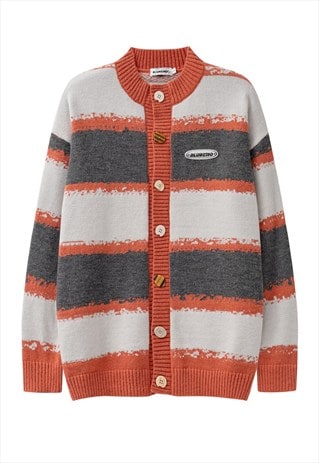 Stripe cardigan zebra jumper Korean knitted top in orange