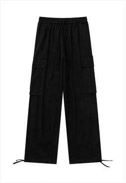 Cargo joggers utility pants skater beam trousers in black