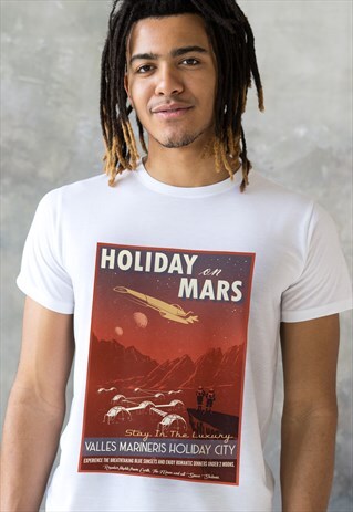 VISIT MARS T SHIRT RETRO TRAVEL SPACE SCIENCE SCI FI GEEK