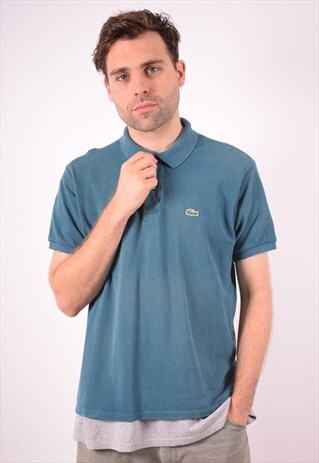 LACOSTE MENS VINTAGE POLO SHIRT XL BLUE 90S