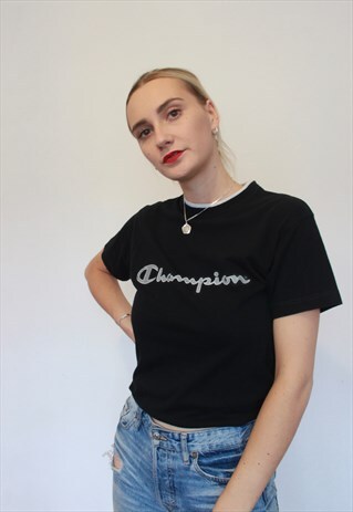 VINTAGE 90S RARE CHAMPION SPELL OUT LOGO OVERSIZED T-SHIRT