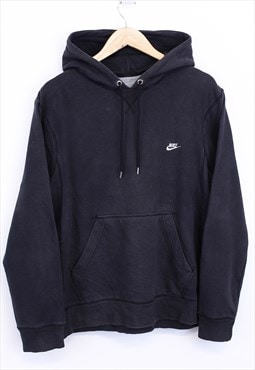 Vintage Nike Drawstring Hoodie Black With Spell Out Logo