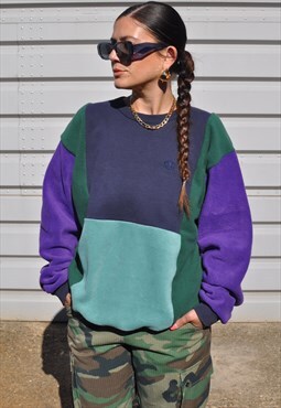 90's vintage reworked Champion fleece colourblock sweatshirt