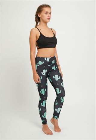 HIGH WAISTED FUNKY CACTUS PRINT LEGGINGS