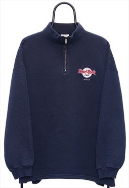 Vintage Hard Rock Cafe Navy Quarter Zip Sweatshirt Mens