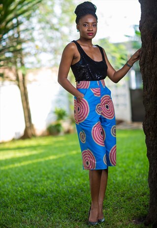 BLUE MELANIA AFRICAN PRINT COULETTE