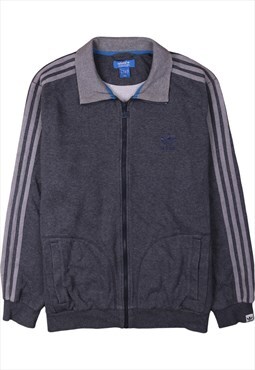 Vintage 90's Adidas Sweatshirt Plain Full Zip Up Grey Large