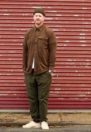 FJALLRAVEN BROWN MICRO FLEECE OVERSHIRT WITH SMALL LOGO