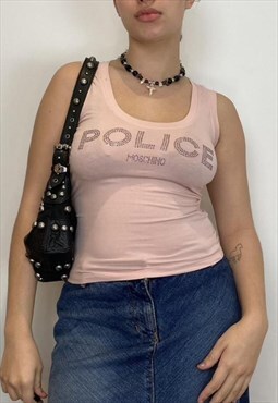moschino rhinestone tank top