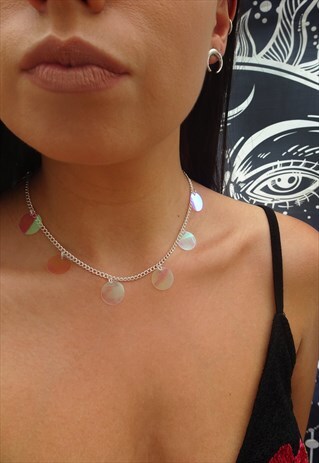 MULTI IRIDESCENT SEQUIN NECKLACE