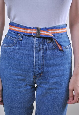 VINTAGE MULTICOLOR STRIPED COTTON MINIMALIST BELT