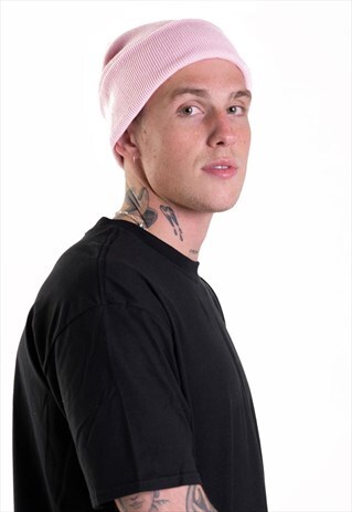 ESSENTIAL CUFFED BEANIE HAT - LIGHT PASTEL PINK